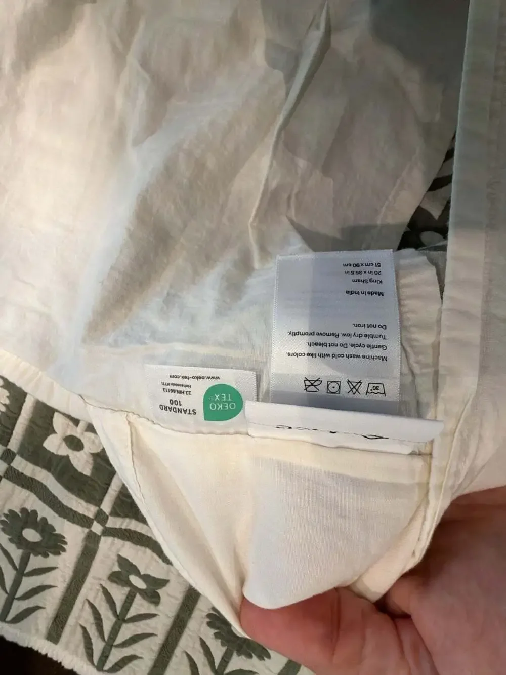 Quince Organic Cotton KING Jacquard Floral Sham Set in Dried Sage 2 new!